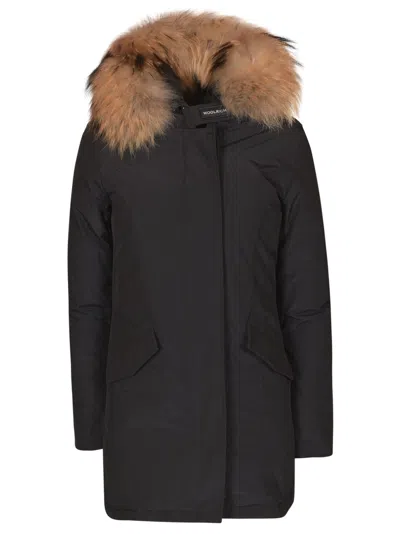 Woolrich Furred Hood Parka In Blue