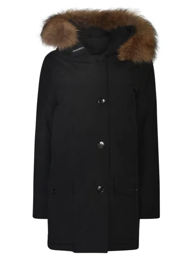 Woolrich Furred Parka In Black
