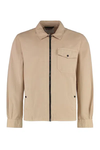 Woolrich Cotton Gabardine Overshirt In Neutral