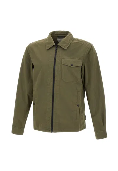 Woolrich Gabardine Overshirt Cotton Jacket In Army Green