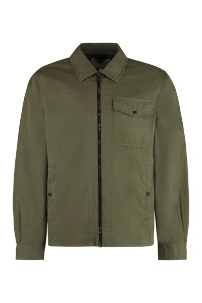 Woolrich Gabardine Overshirt In Green