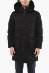 Woolrich Gabardine Seam Sealed Down Jacket With Ton On Ton Buttons In Black