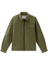 Woolrich Olive Green Cotton Gabardine Oversized Shirt In Green