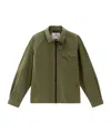 Woolrich Olive Green Cotton Gabardine Oversized Shirt In Green
