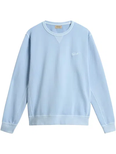 Woolrich Garment-dyed Crew-neck Sweatshirt In Blue