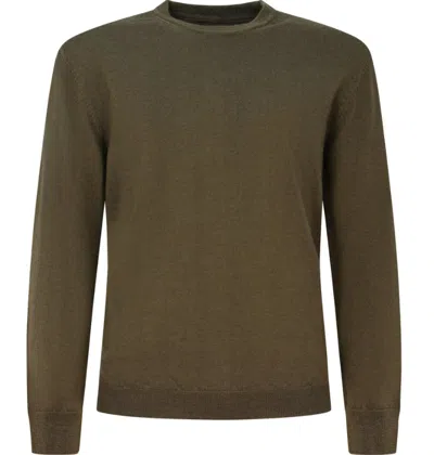 Woolrich Garment Dyed Knitted Crewneck In Green