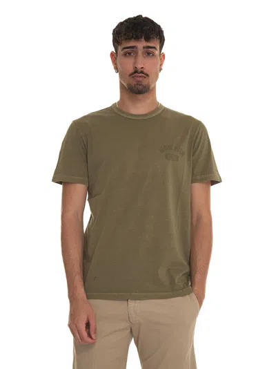 Woolrich Garment Dyed Logo T-shirt Short-sleeved Round-necked T-shirt In Green