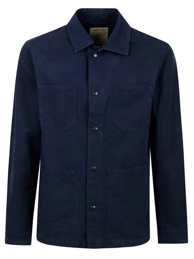 Woolrich Garment-dyed Overshirt In Blue