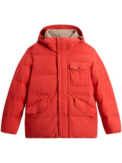 Woolrich Garment-dyed Puffer Jacket In Orange