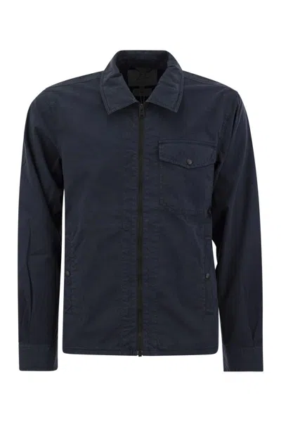 Woolrich Garment-dyed Shirt Jacket In Pure Cotton In Blue