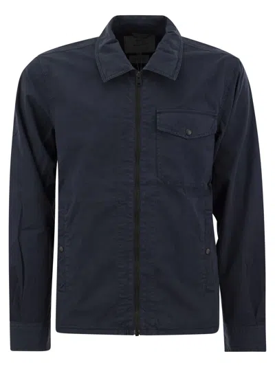 Woolrich Garment-dyed Shirt Jacket In Pure Cotton In Melton Blue