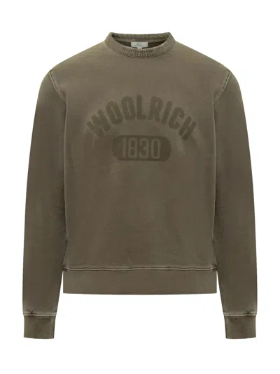 Woolrich Garment Logo Sweatshirt In Green