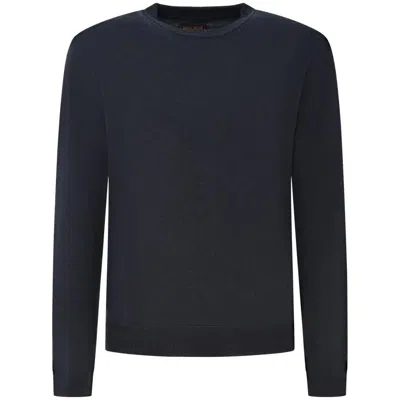 Woolrich Garment-dyed 100% Virgin Wool Knit Crewneck Sweater In Blue
