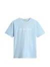 Woolrich Garment-dyed Printed T-shirt In Blue