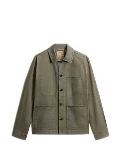 Woolrich Garment-dyed Shirt Jacket In Green