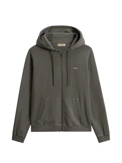 Woolrich Garment-dyed Zip-up Hoodie In Gray