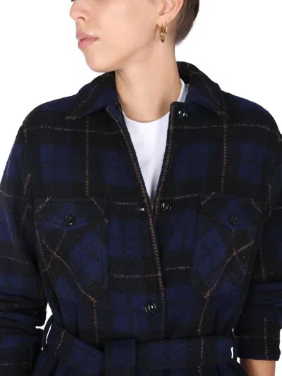 Woolrich Woman Coat Navy Size M Polyester, Virgin Wool In Blue