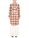 Woolrich Checked Coat In Brown