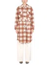 Woolrich Checked Coat In Brown