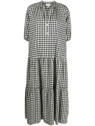 Woolrich Gingham-print Tiered Dress In Blau