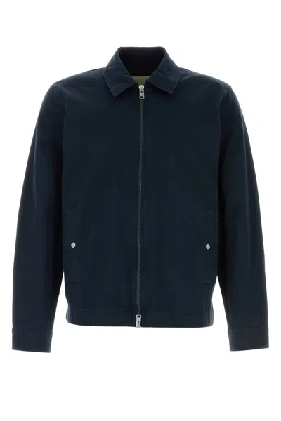 Woolrich Stretch Twill Jacket Buttoned Cuffs Collar In Blue