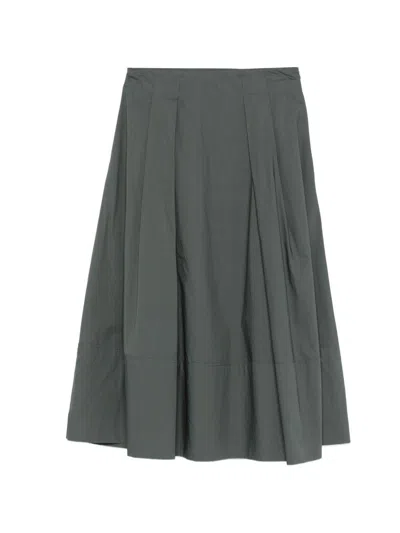 Woolrich Gonna Midi In Cotone Verde Scuro  In Gray