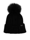 Woolrich Beanie Cashmere Pom Pom Wool Cap In Black
