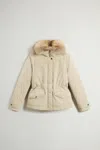 Woolrich Insulated Jackets Featuring Fur Trim In Neutral