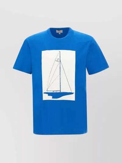Woolrich Graphic Logo Boat Print T-shirt In Blue