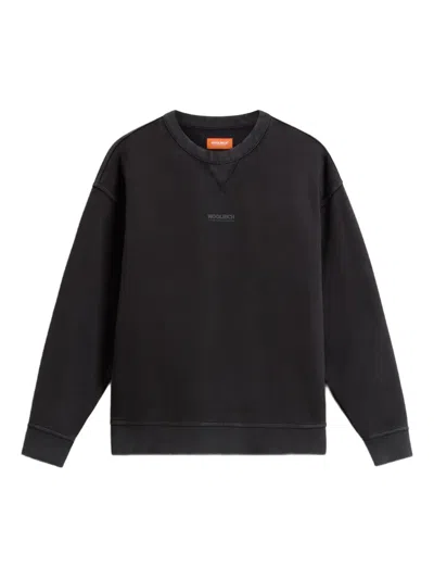 Woolrich Graphic-print Crewneck Sweatshirt In Black