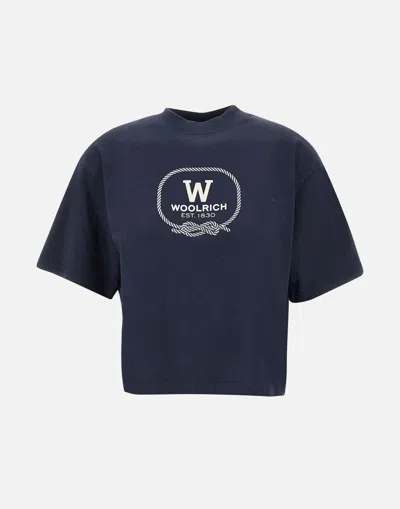 Woolrich Logo-print Cotton T-shirt In Blue