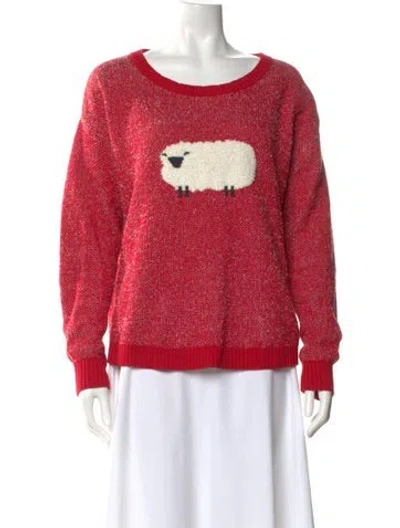 Pre-owned Woolrich Graphic Print Scoop Neck Sweater In Red