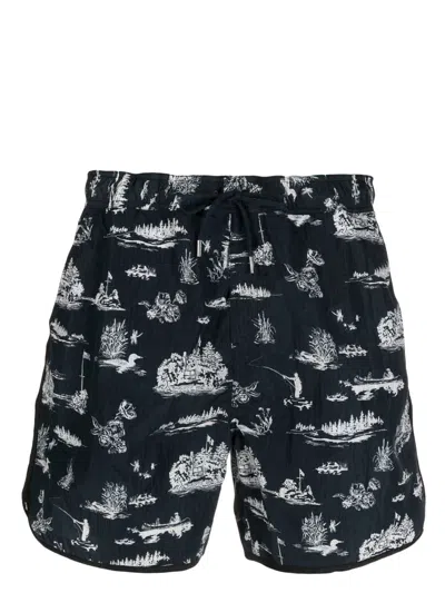 Woolrich Graphic-print Shorts In Blau