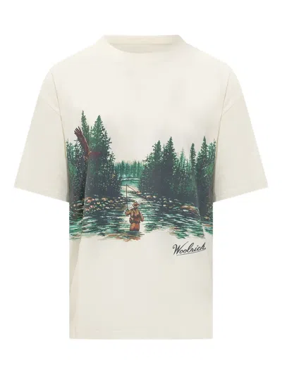 Woolrich Graphic-print T-shirt In Neutrals
