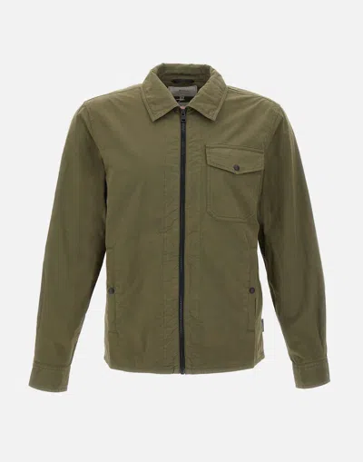Woolrich Military Green Cotton Gabardine Overshirt Jacket