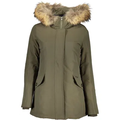 Woolrich Arctic Parka In Ramar Cloth With Detachable Fur Trim In Green