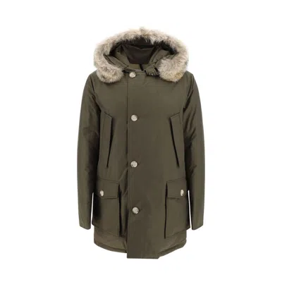 WOOLRICH GREEN COTTON PARKA