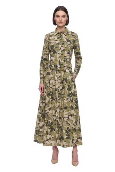 Woolrich Green Floral Shirt Collar Maxi Dress
