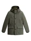 Woolrich Hooded Button-fastening Padded Jacket In Green