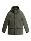 Woolrich Hooded Button-fastening Padded Jacket In Green
