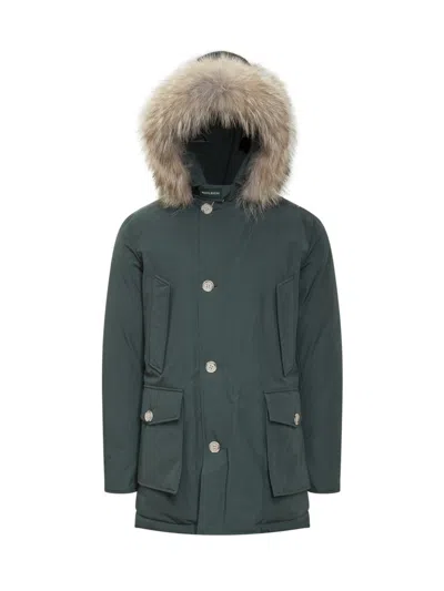 Woolrich Green Solid Hood Jackets