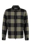 WOOLRICH GREEN WOOL BLEND OVERSHIRT WITH FLEECE LINING FOR MEN