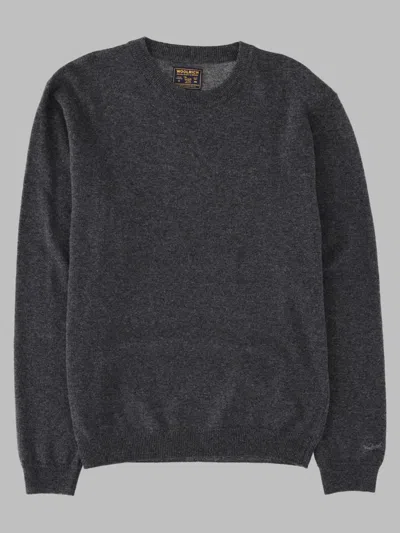Woolrich Grey Crewneck Virgin Wool Knit Sweater In Gray