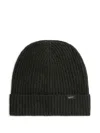 Woolrich Logo Patch Knitted Beanie In Black
