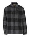 Woolrich Checked Italian Wool Blend Alaskan Padded Overshirt In Black