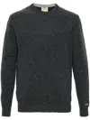 Woolrich Round Neck Wool Sweater With Ribbed Detailing In Gray