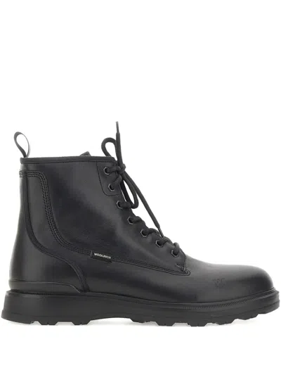 Woolrich Grove Biker Boots In Black