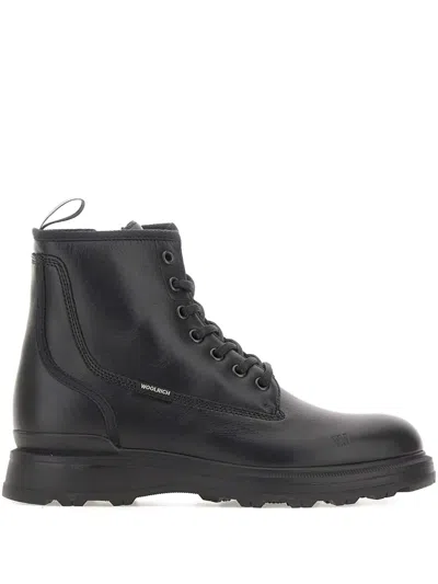 Woolrich Grove Lace-up Leather Boots In Black