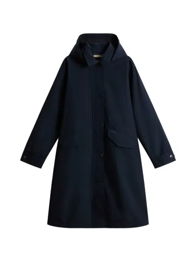 Woolrich Gtx Long Parka Coat In Blue