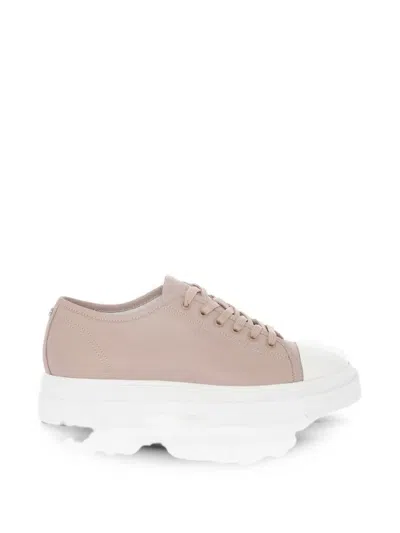 Woolrich Hammered Leather Chunky Sneakers In Neutral